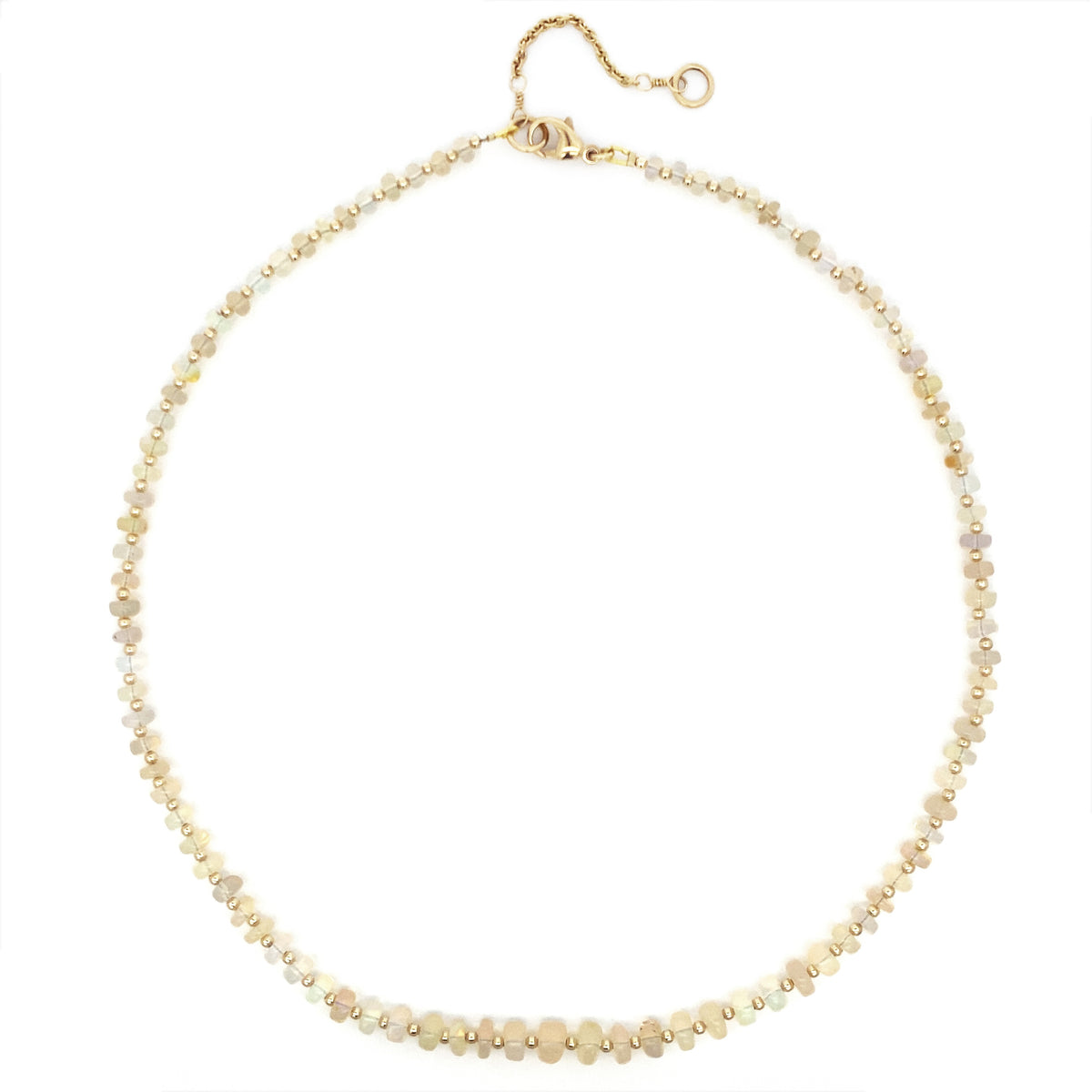 Graduated White Opal 14k Gemstone Necklace