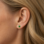 14k Gold Gem Quality Gem Silica and Diamond Studs