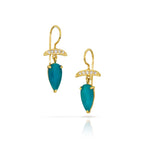 14k Gold Gem Silica Teardrop and Diamond Earrings