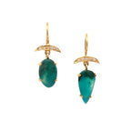 14k Gold Gem Silica and Diamond Earrings - small