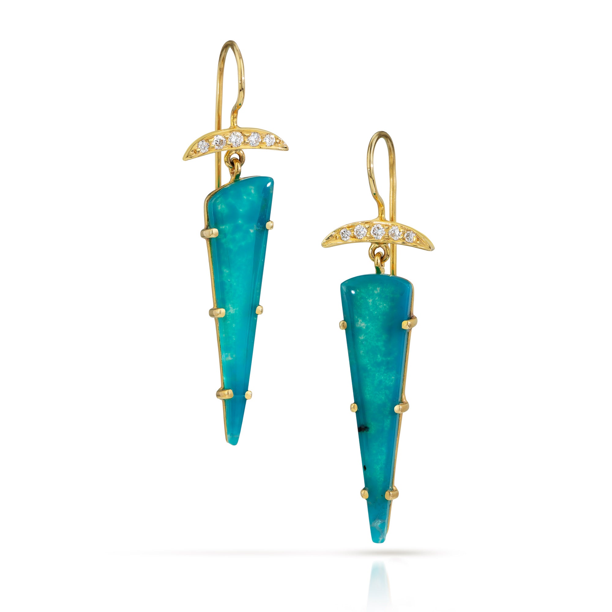 14k Gem Quality Gem Silica and Diamond Earrings