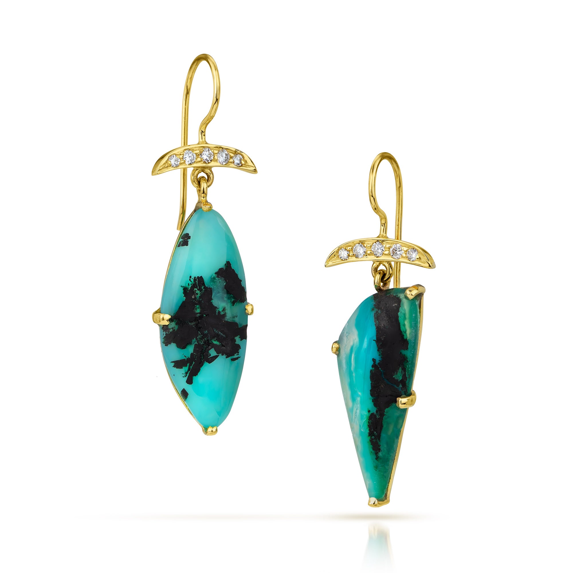 14k Gold Gem Silica and Diamond Earrings