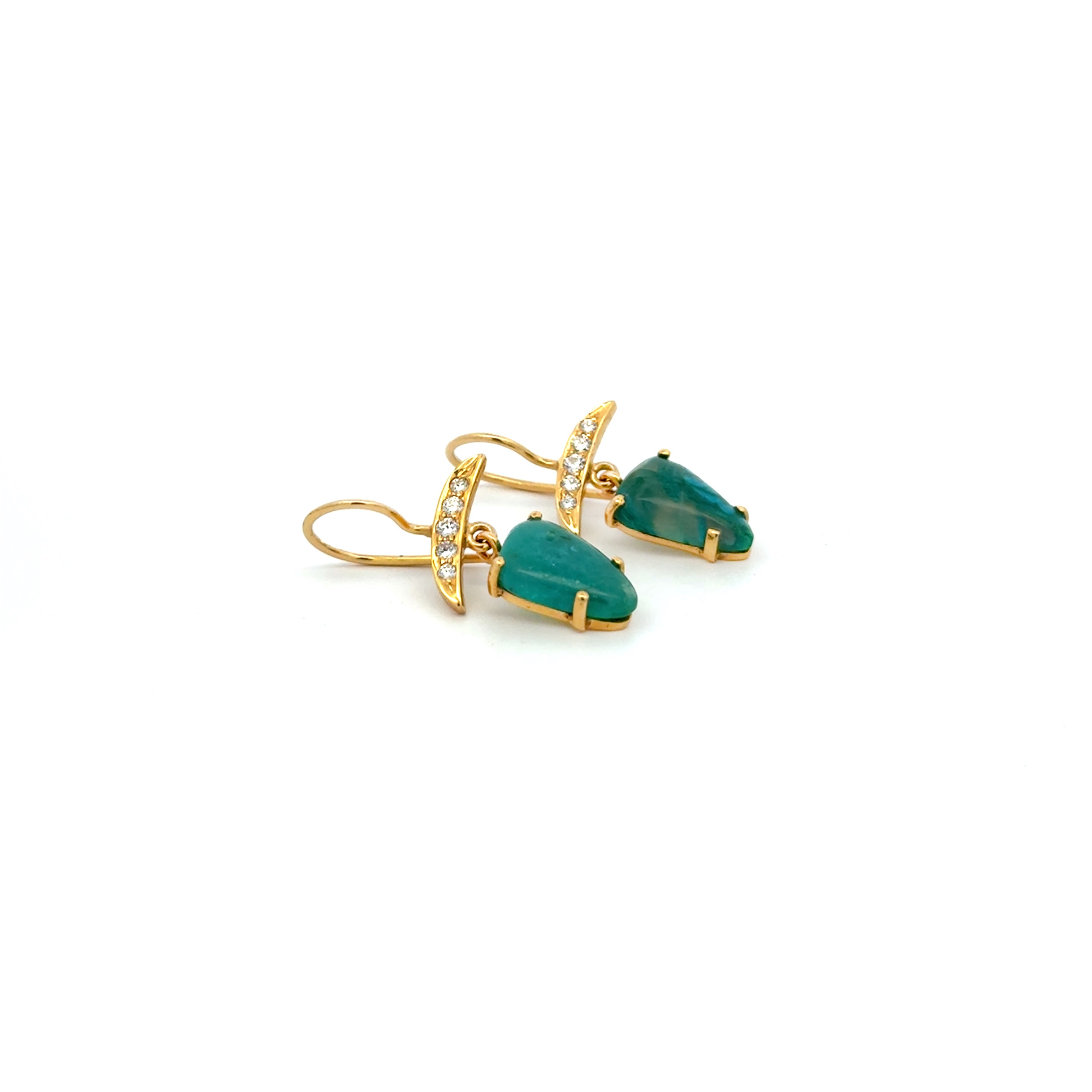 14k Gold Gem Silica and Diamond Earrings