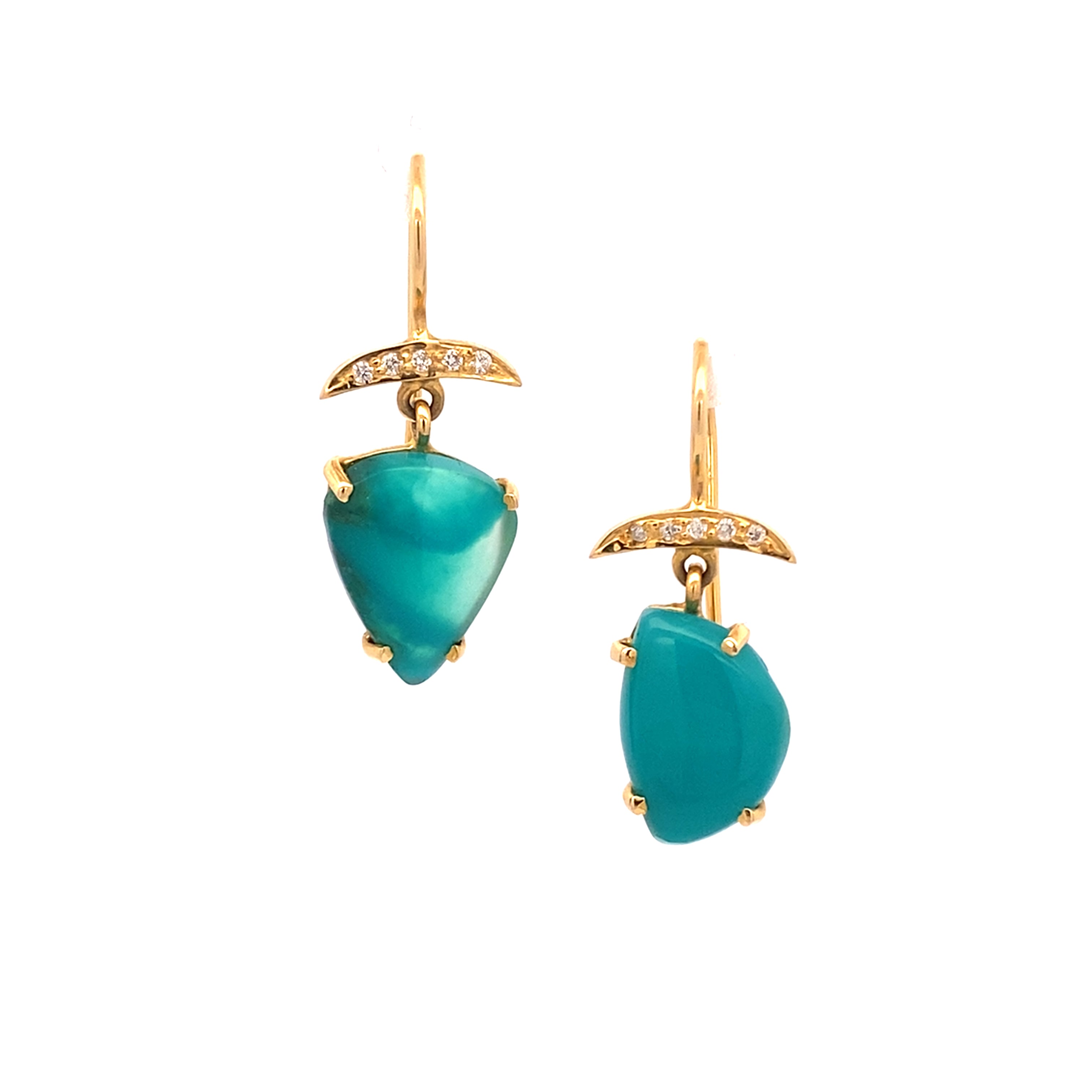 14k Gold Gem Silica and Diamond Earrings