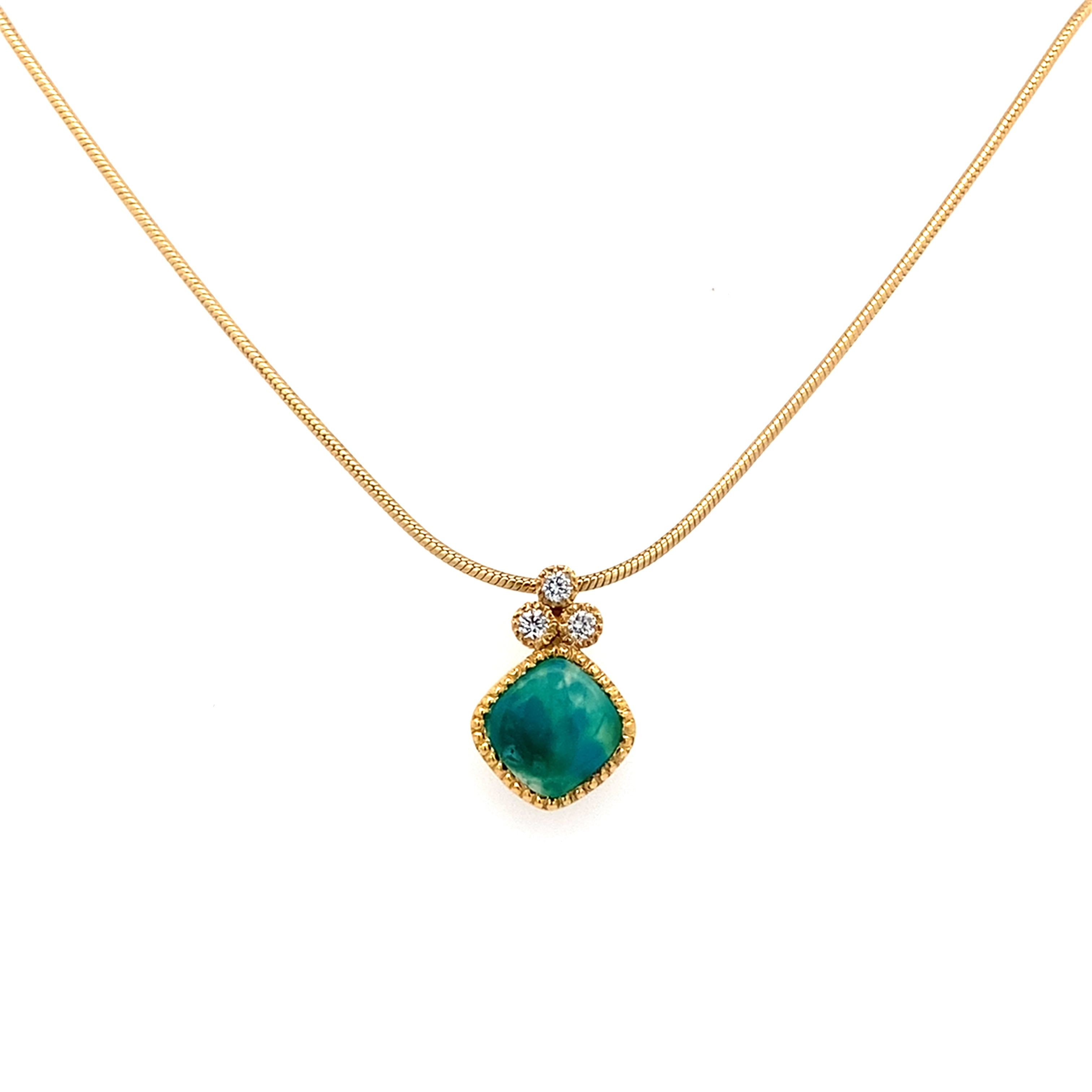 14k Gem Silica and Diamond Pendant