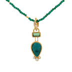 14k Gold Gem Silica and Tourmaline Pendant