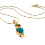 14k Gold Gem Silica and Tourmaline Pendant
