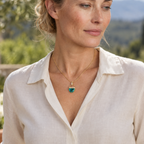 14k Gold Gem Silica and Diamond Pendant