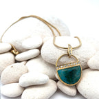 14k Gold Gem Silica and Diamond Pendant