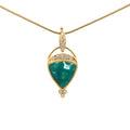 14k Gold Gem Silica Chrysocolla Pendant