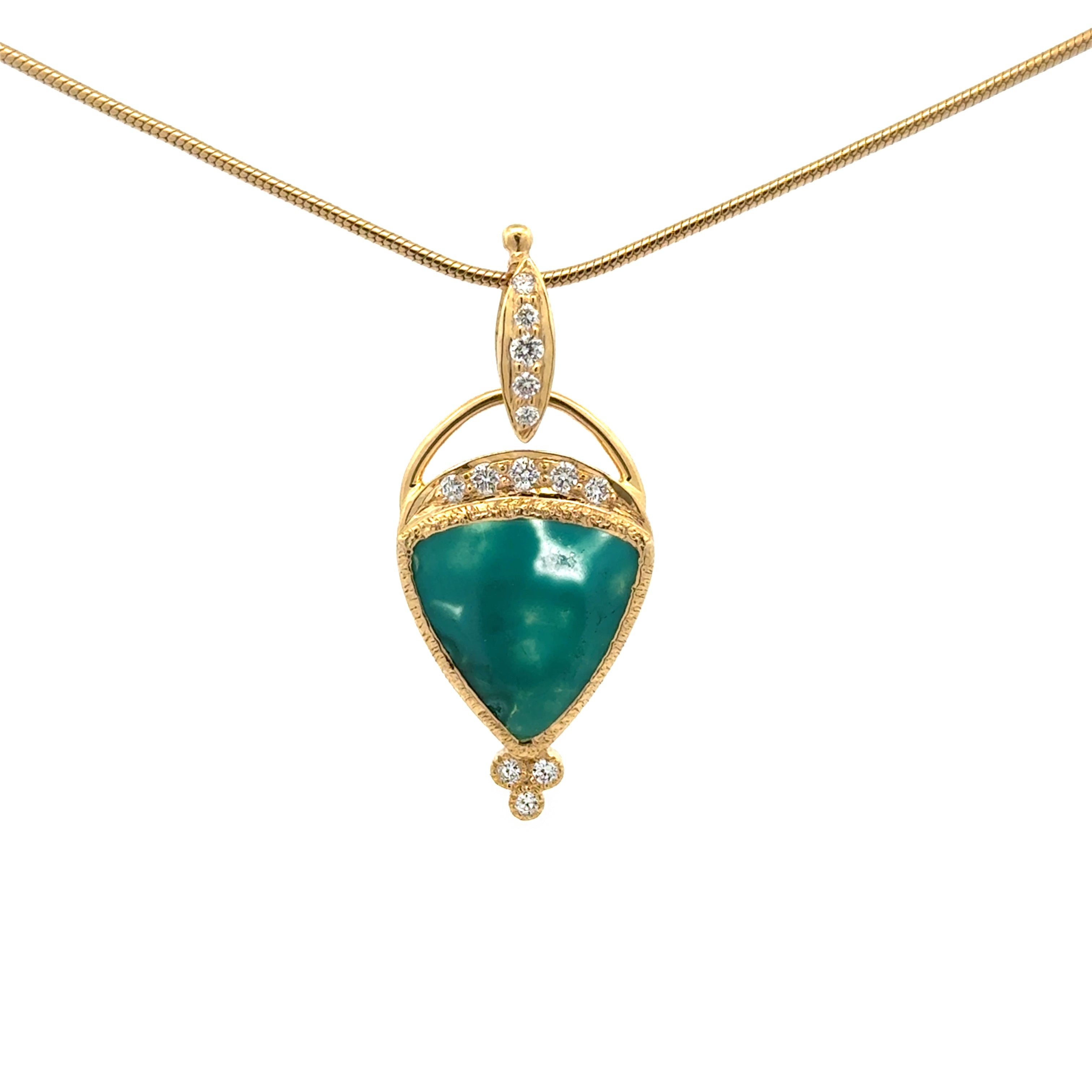 14k Gold Gem Silica Chrysocolla Pendant