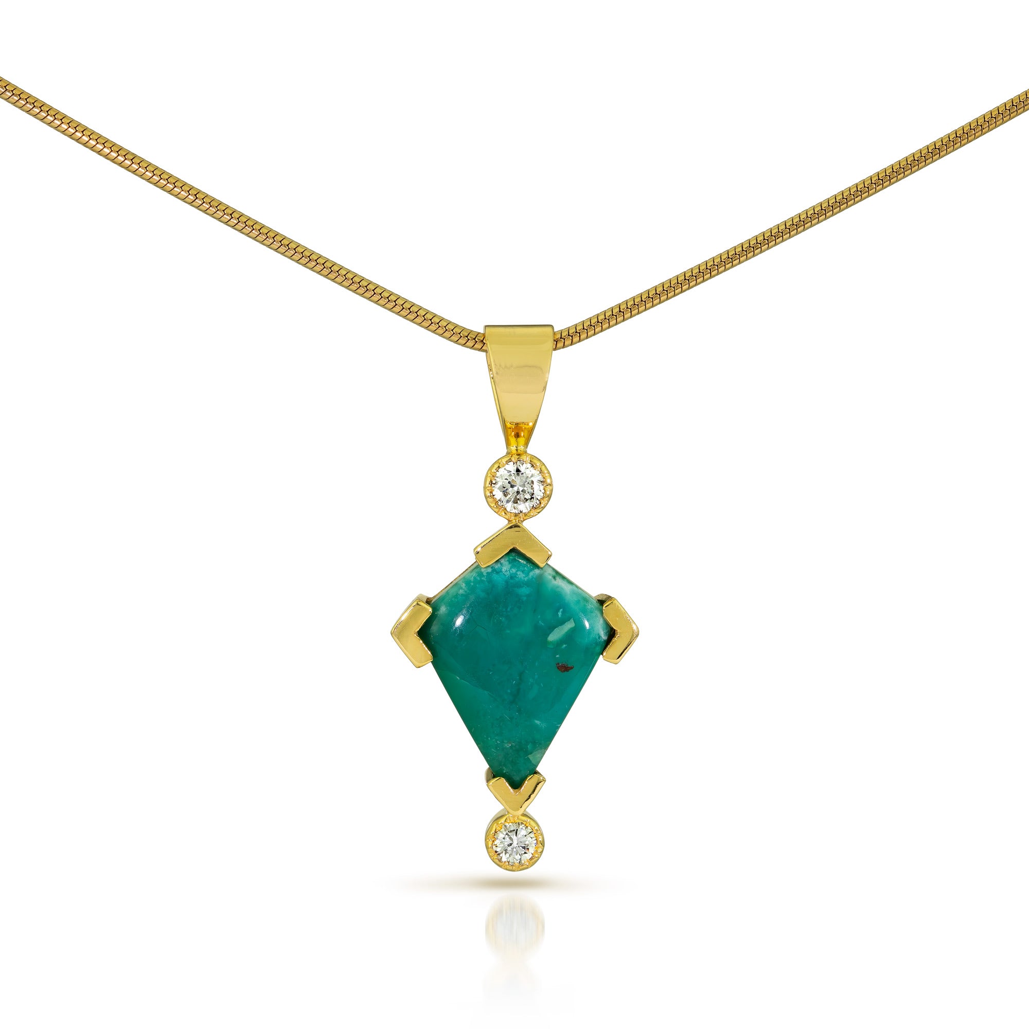 14k Gold Gem Silica and Diamond Pendant