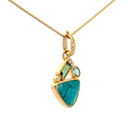 14k Gold Gem Silica, Tourmaline and Diamond Pendant