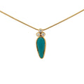 14k Gold Gem Silica Chrysocolla and Diamond Pendant
