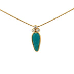 14k Gold Gem Silica Chrysocolla and Diamond Pendant