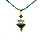 14k Gold Rare Inspiration Mine Gem Silica and Tourmaline Pendant