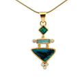 14k Gold Rare Inspiration Mine Gem Silica and Tourmaline Pendant
