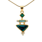 14k Gold Rare Inspiration Mine Gem Silica and Tourmaline Pendant