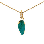 14k gold gem silica chrysocolla pendant on diamond hinged enhancer