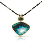 14k Gold Gem Silica and Diamond Pendant - Q Evon Fine Jewelry