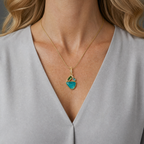 14k Gold Gem Silica, Tourmaline and Diamond Pendant