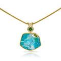 14k Gold Gem Silica and Diamond Pendant - Q Evon Fine Jewelry
