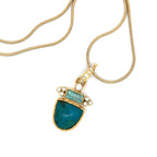 14k Gold Gem Quality Gem Silica and Tourmaline Pendant