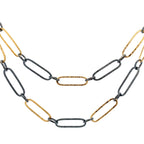 Handmade Chain - Black and Gold Textured Oval