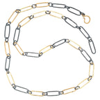 Handmade Chain - Black and Gold Textured Oval
