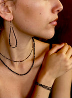 14k Black Diamond Beads Adjustable 16-18" Necklace 11 tcw