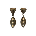 14k And Black Rhodium With Diamond Triangle Post Earrings - Small - Q Evon Fine Jewelry