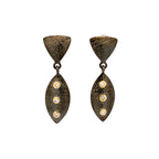 14k And Black Rhodium With Diamond Triangle Post Earrings - Small - Q Evon Fine Jewelry