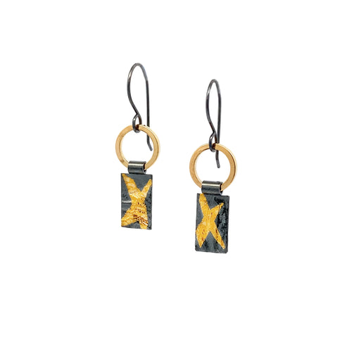 Keum-Boo Reticulated Stick Black & Gold Earrings - Small - Q Evon Fine Jewelry