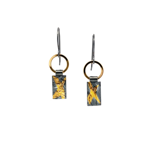Keum-Boo Reticulated Stick Black & Gold Earrings - Small - Q Evon Fine Jewelry