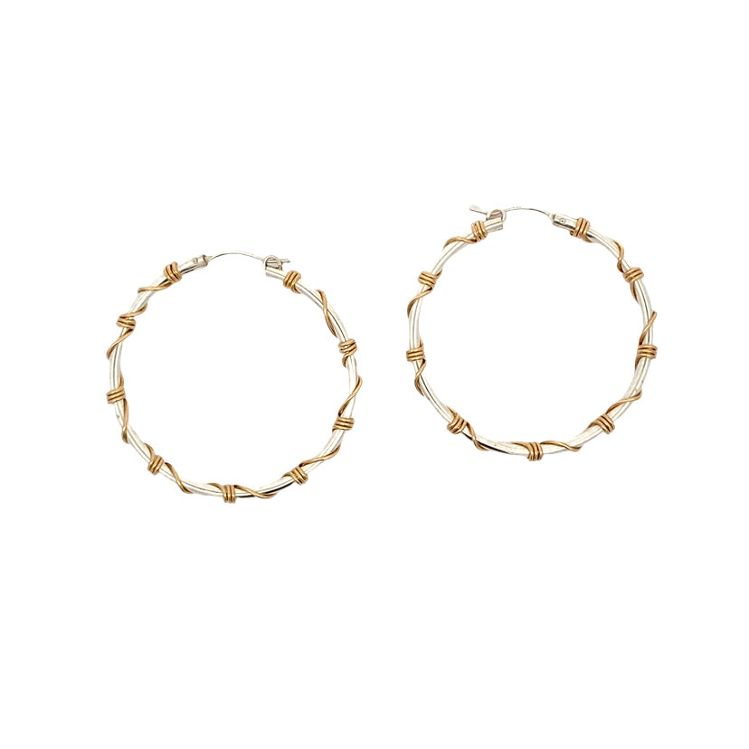 Silver and Gold Wrapped Hoops - XL