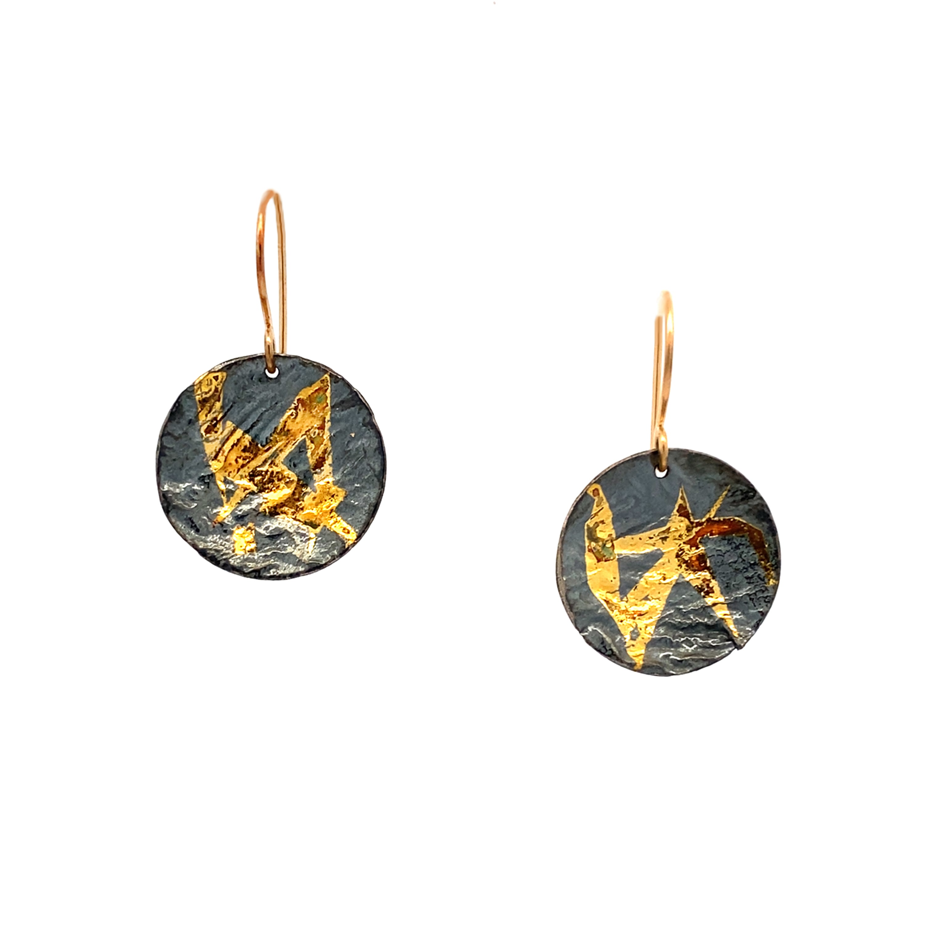 Keum-Boo Disk Black & Gold Earrings