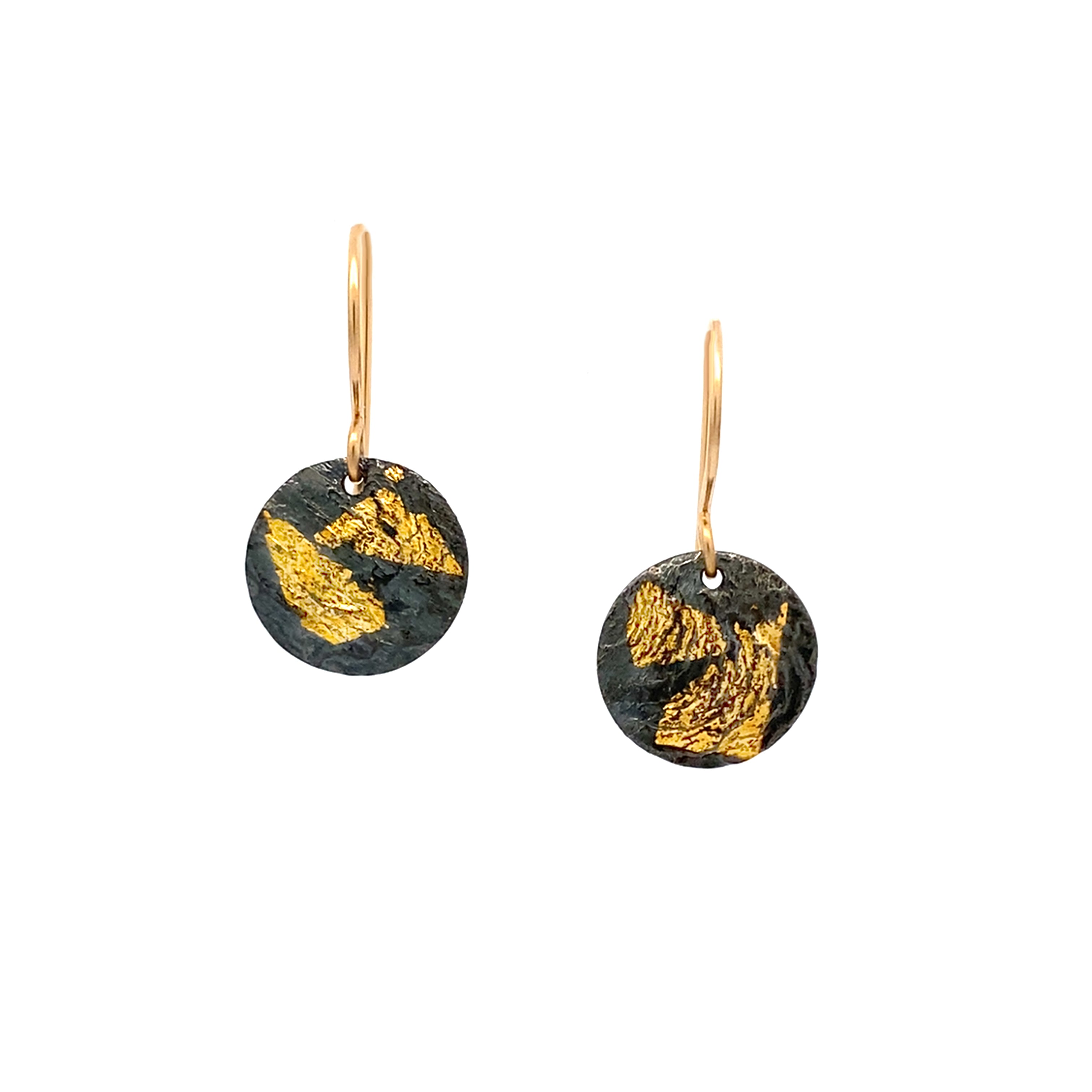 Keum-Boo Disk Black & Gold Earrings