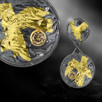 Double Disk Keum-Boo Gold Earrings with Champagne Diamond