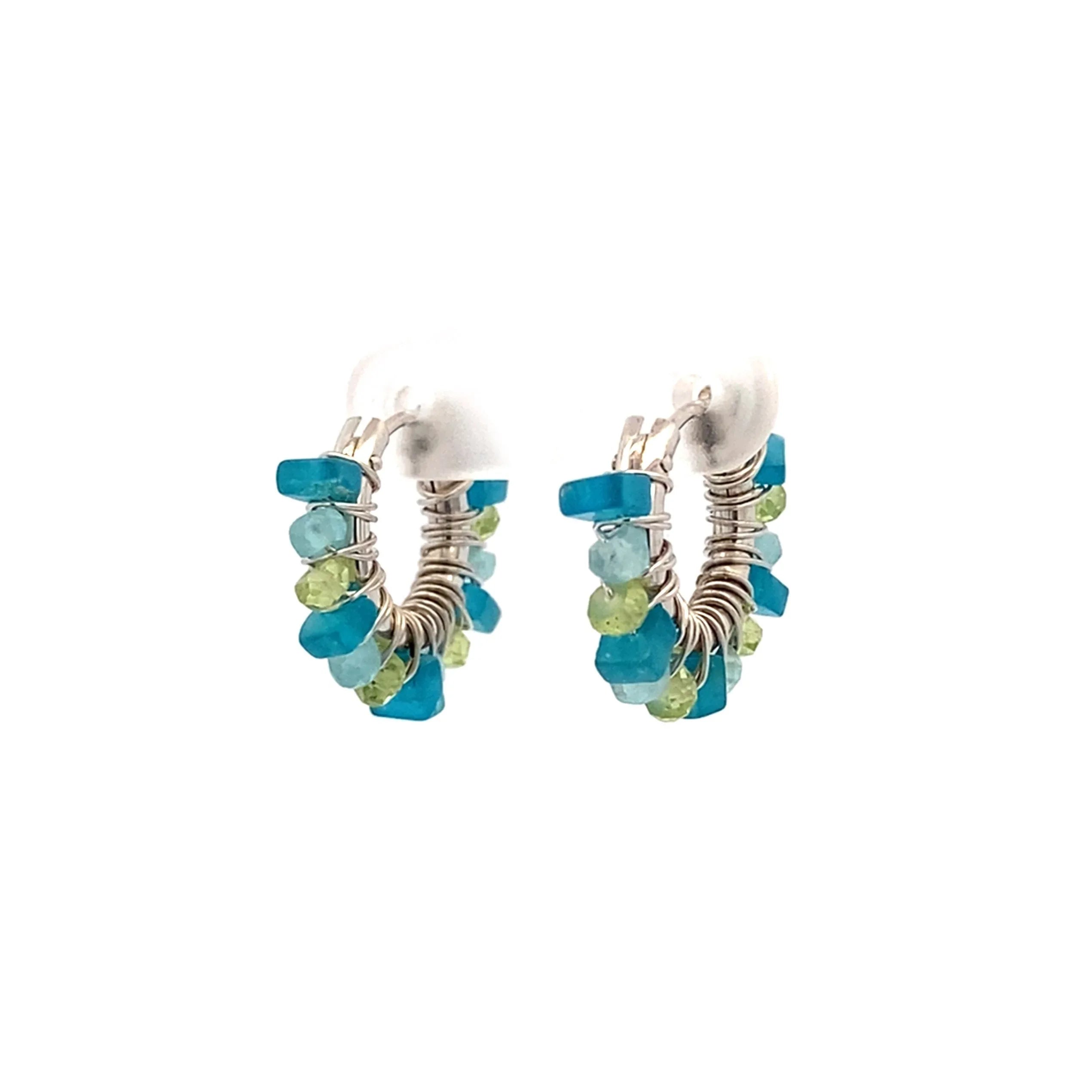 Peridot and Apatite Wrapped Hoops - Q Evon Fine Jewelry