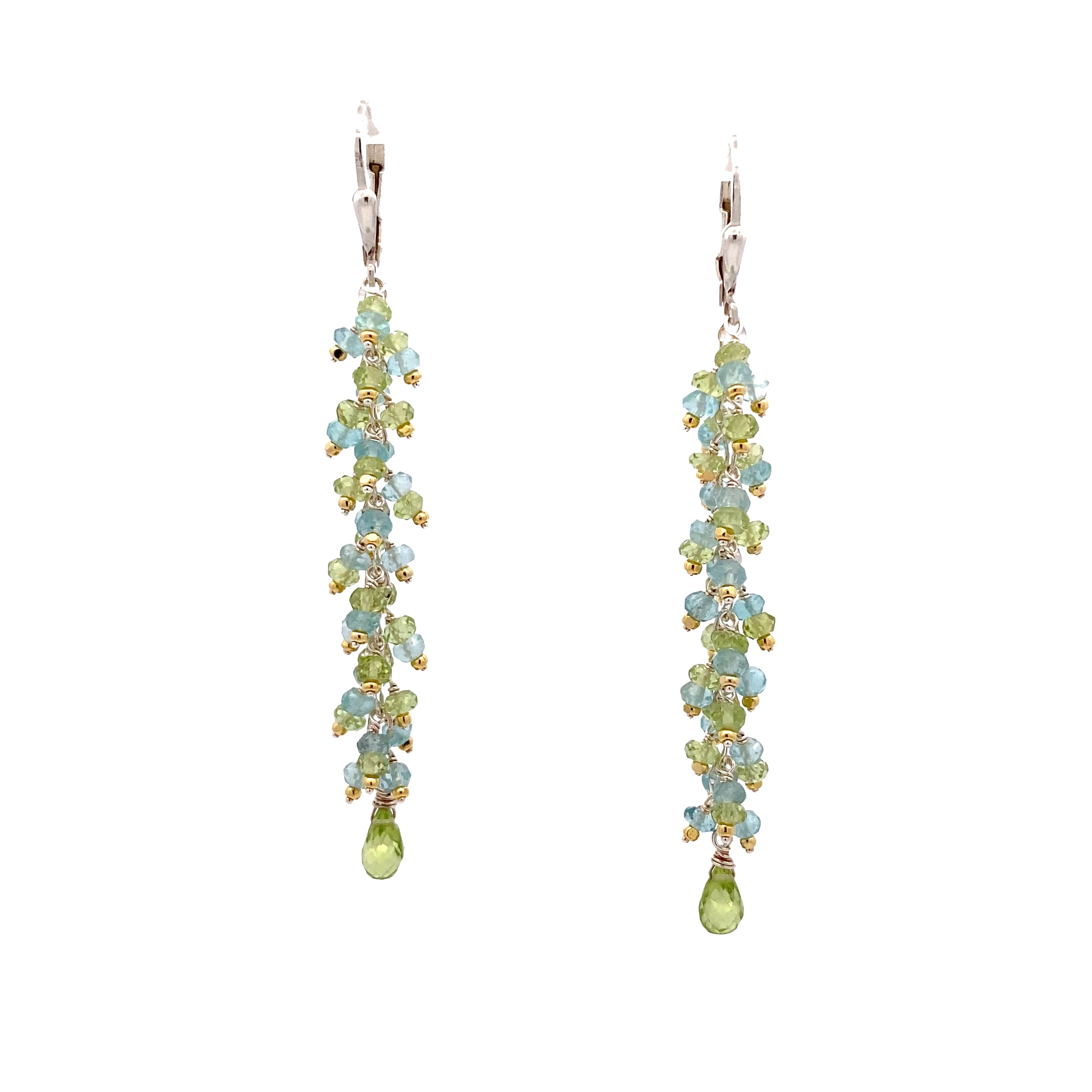 Peridot and Apatite Waterfall Earrings