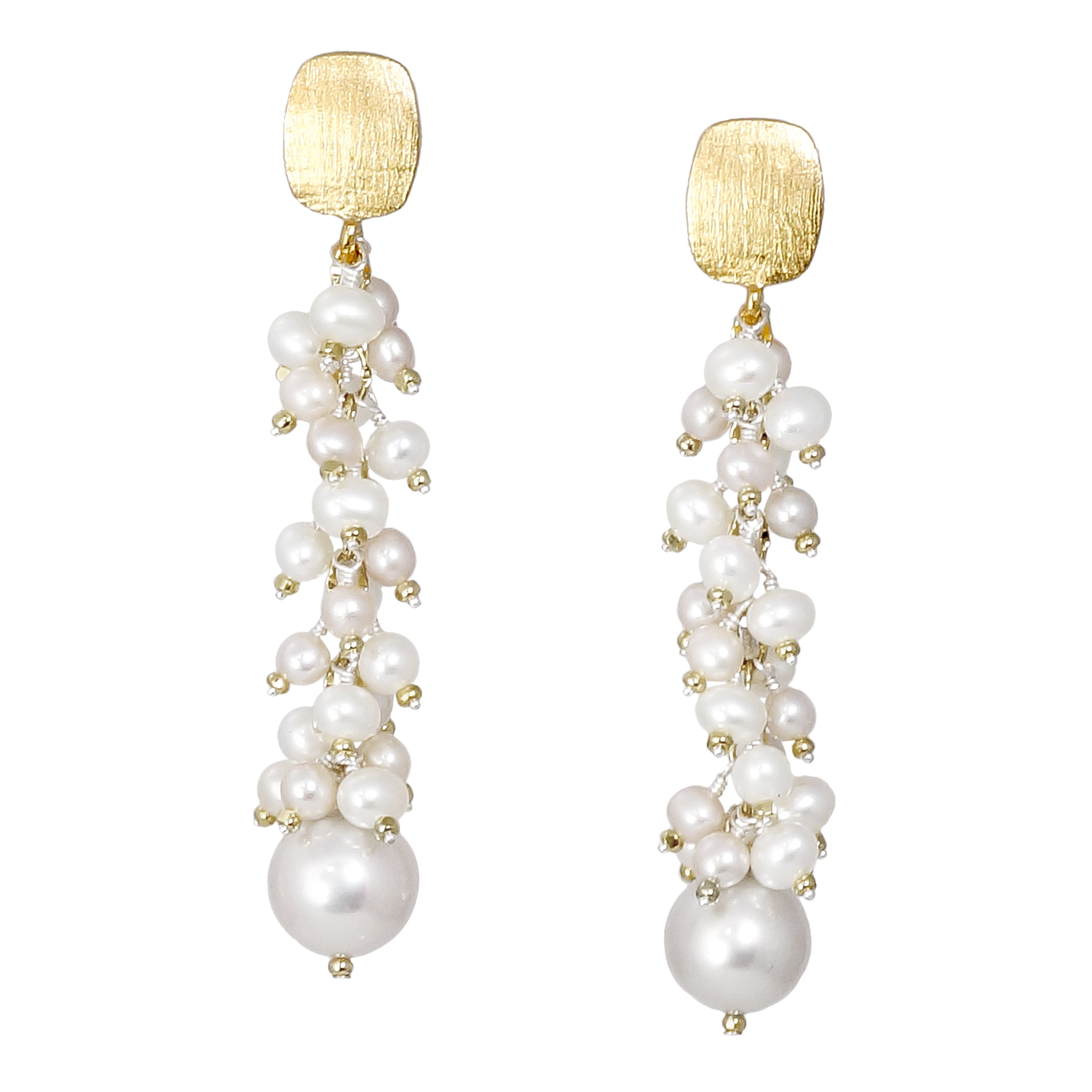 White Pearl Drop Earrings - 18k Vermeil