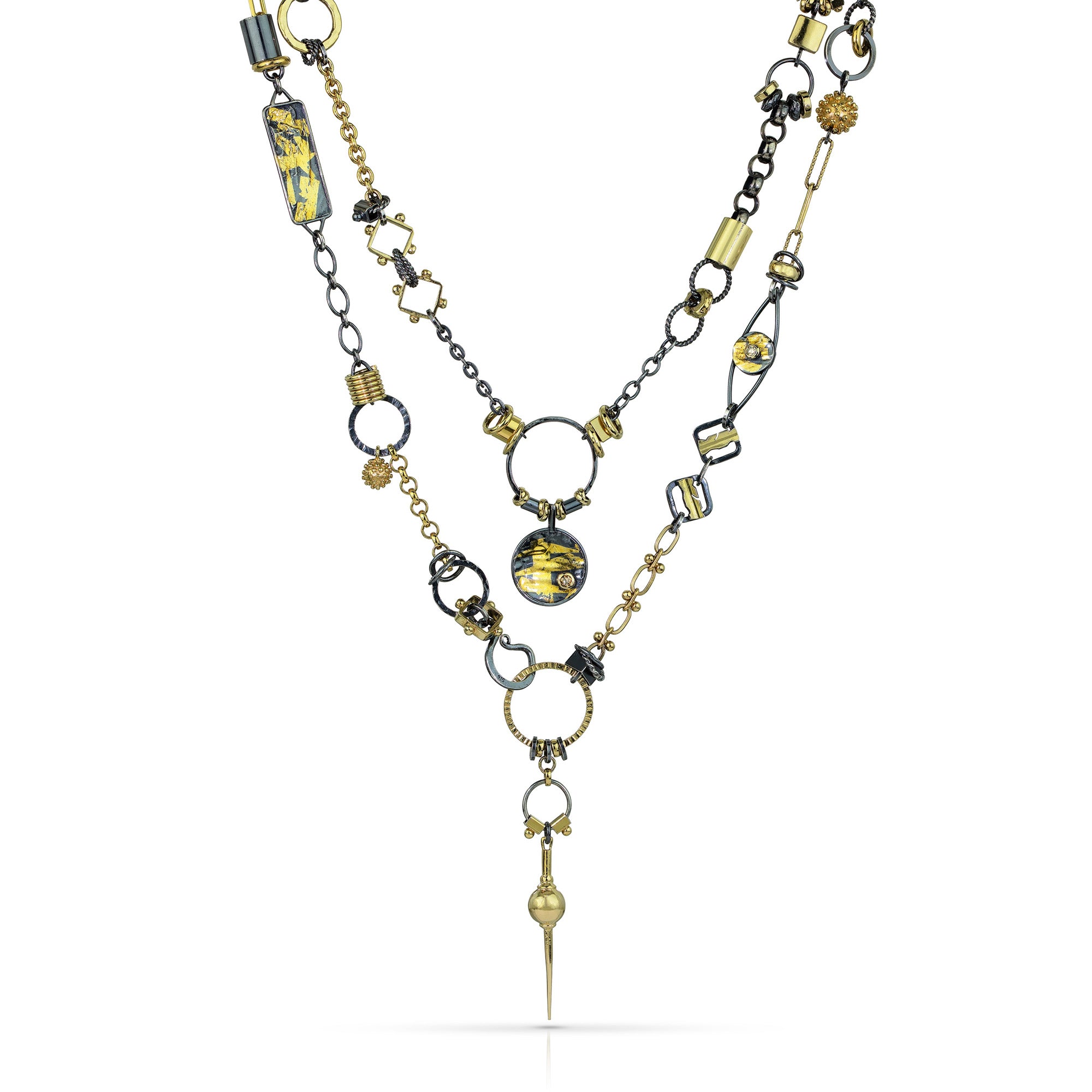 Black and Gold Avalon Wrap Necklace
