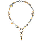 Black and Gold Plumb Bob Sculpture Necklace - Champagne Diamond