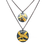 Black and Gold Keum-Boo Single Disk Necklace