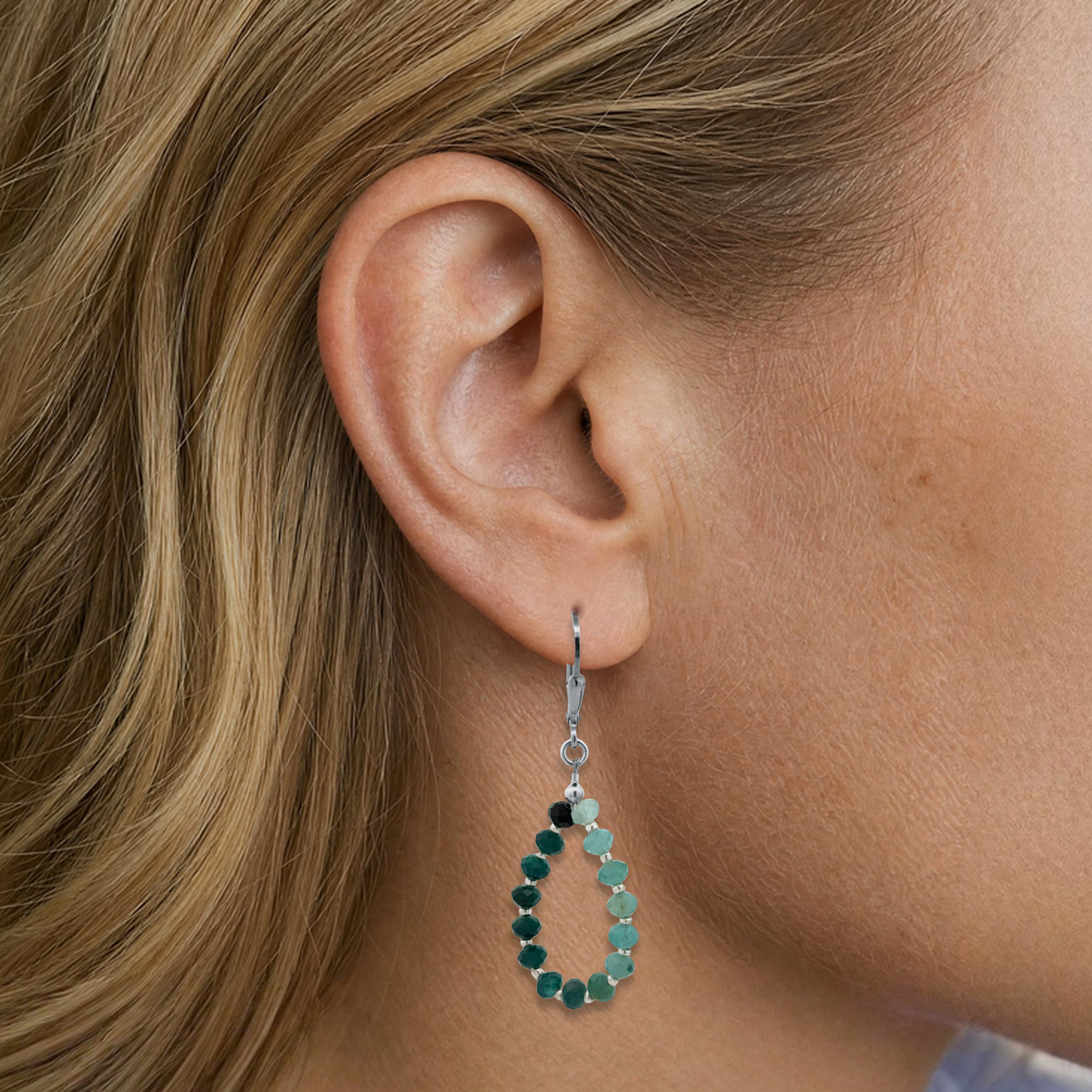 Silver Leverback Earrings with Grandidierite