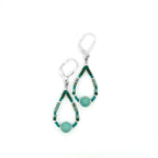 Silver Leverback Earrings with Turquoise & Jade