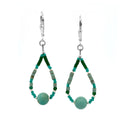 Silver Leverback Earrings with Turquoise & Jade