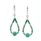 Silver Leverback Earrings with Turquoise & Jade