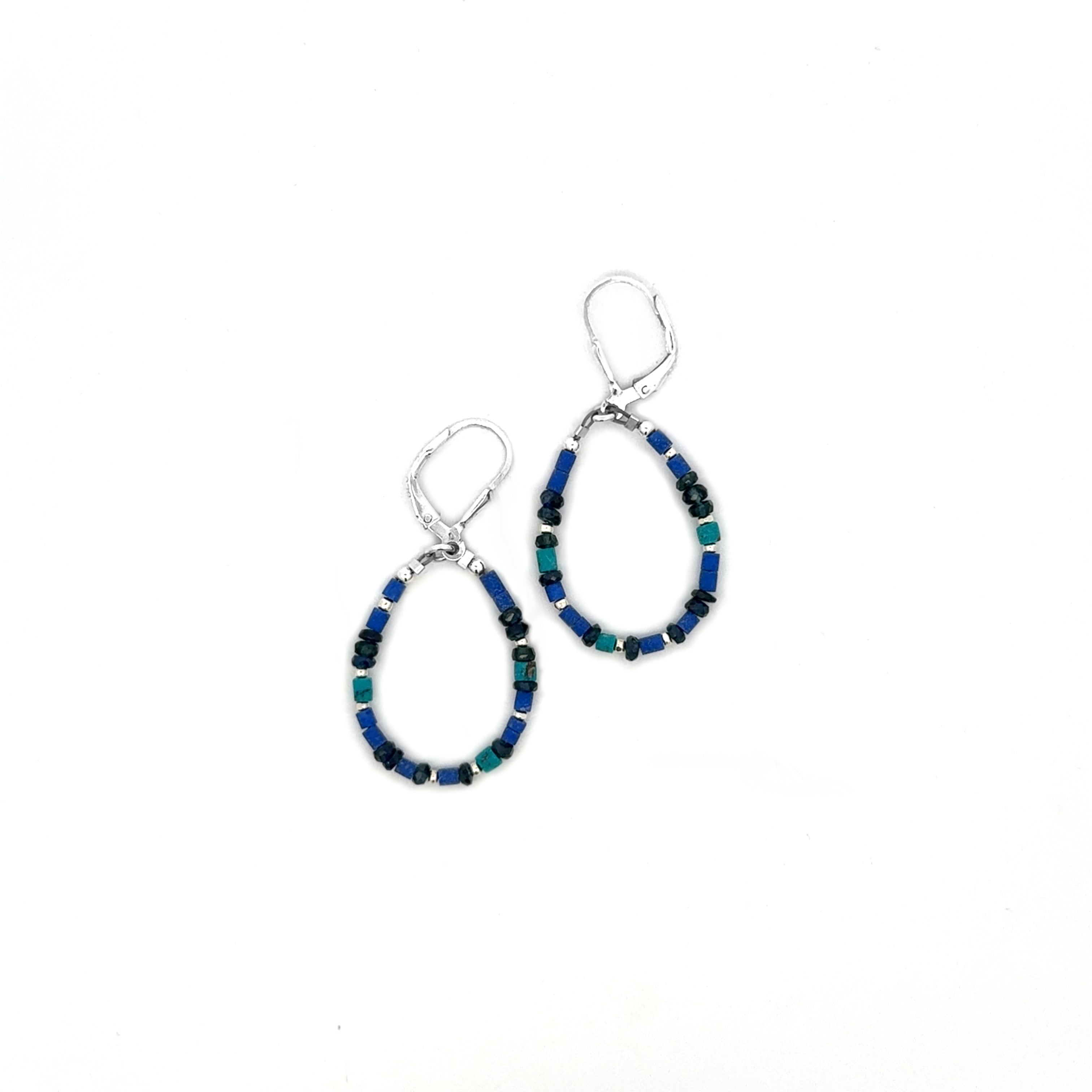 Lapis Turquoise and Sapphire Earrings