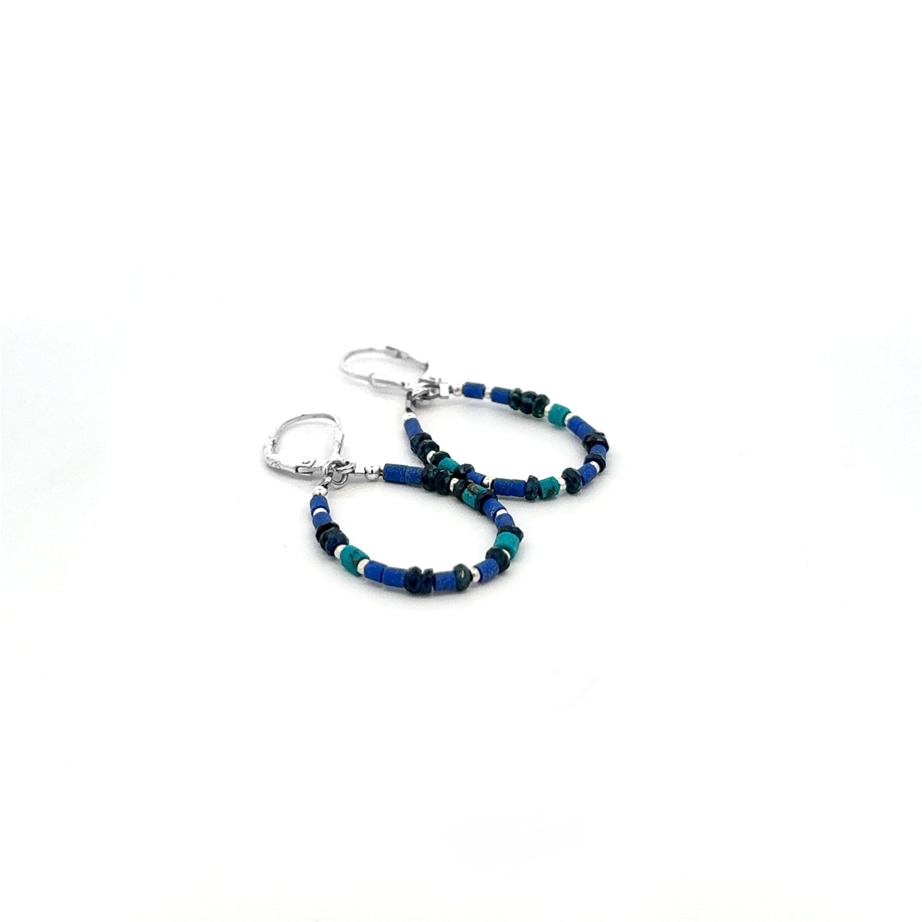 Lapis Turquoise and Sapphire Earrings